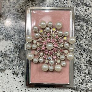 Spring Street Pink Pearl & Crystal Compact Mirror